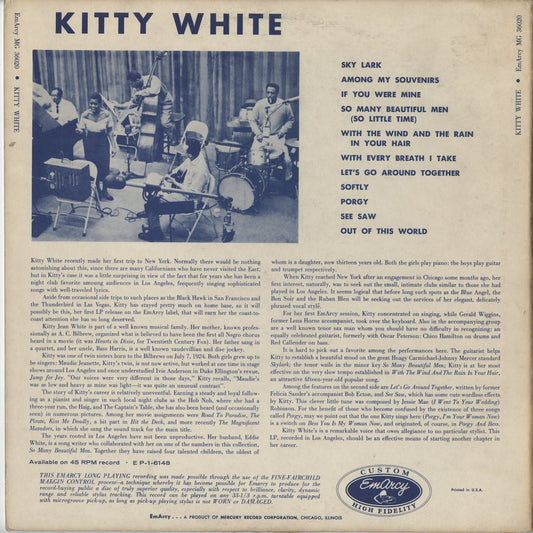 Kitty White - A New Voice In Jazz (MG-36020) 1955 US EmArcy|中古LP