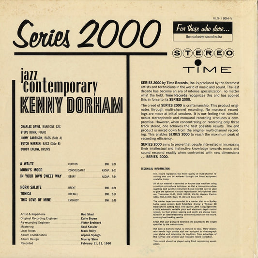 Kenny Dorham - Jazz Contemporary (ULS-1804-V) 1975 JPN Overseas Records|中古LP