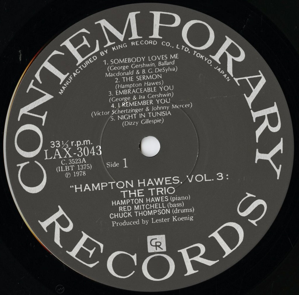 Hampton Hawes / ハンプトン・ホーズ / Everybody Likes Hampton Hawes, Vol. 3: The Trio (LAX-3043)