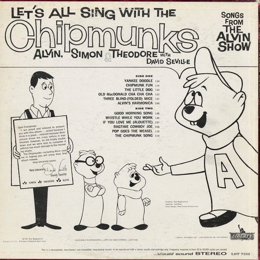 The Chipmunks - Let's All Sing With The Chipmunks (LST 7132) LP 1961 US Liberty|中古LP