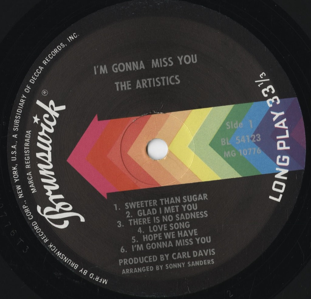 The Artistics - I’m Gonna Miss You (BL 54123) 1967 US Brunswick|中古LP