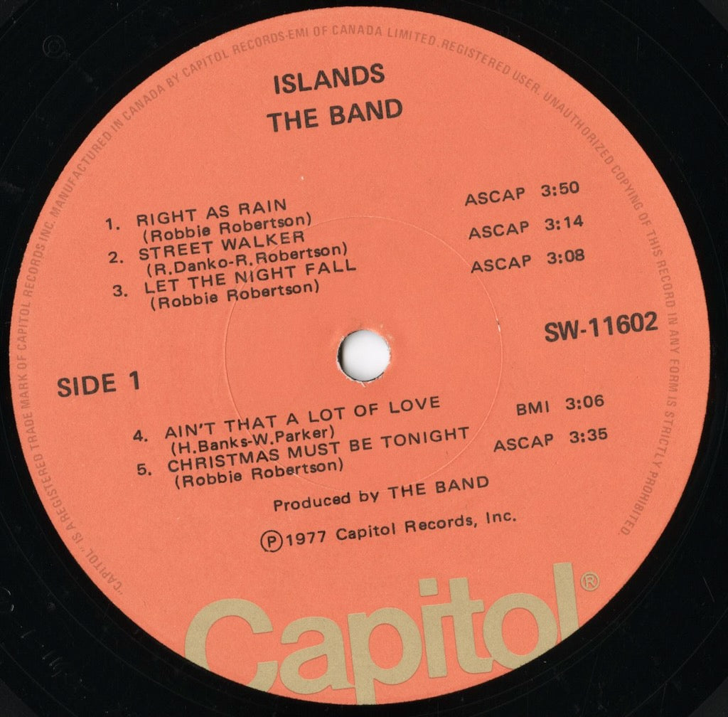 The Band - Islands (SW-11602) 1977 CAN Capitol|中古LP