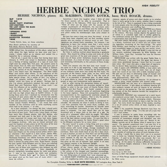 Herbie Nichols - Herbie Nichols Trio (BN 1519) LP 1994 JPN Blue Note|中古LP