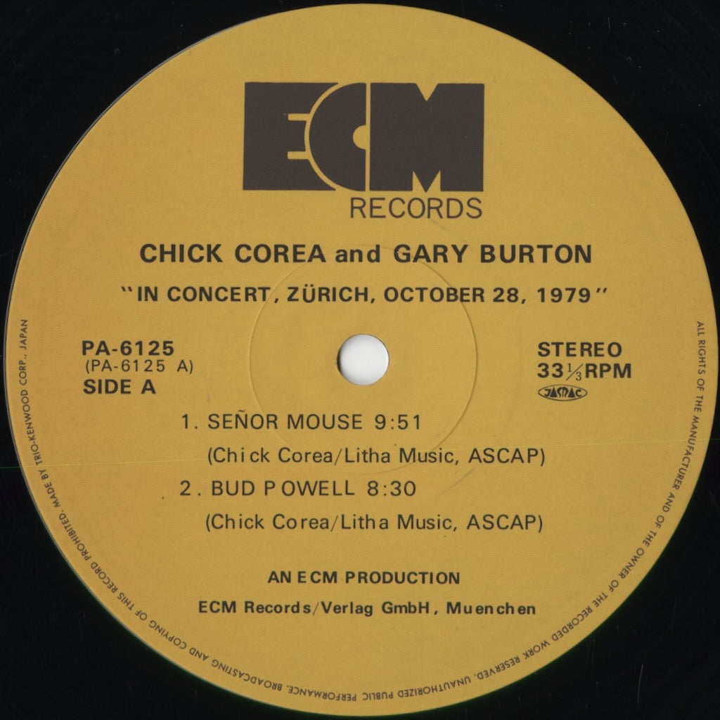 Chick Corea And Gary Burton - In Concert, Zurich, October 28, 1979 (PA-6125/26) LP 1980 JPN ECM|中古LP
