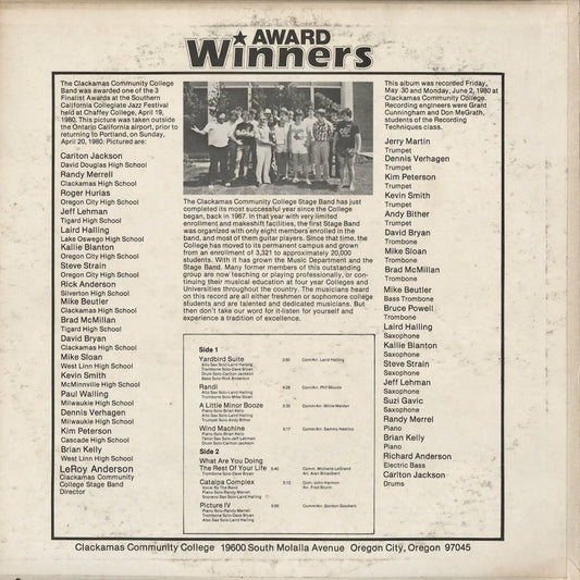 Clackamas Community College Stage Band - Award Winners (561281) 1980 US RPC|中古LP