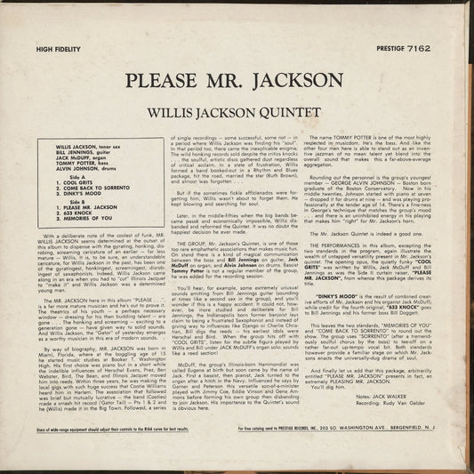 Willis Jackson - Please Mr. Jackson (PRLP 7162) 1959 US Prestige|中古LP