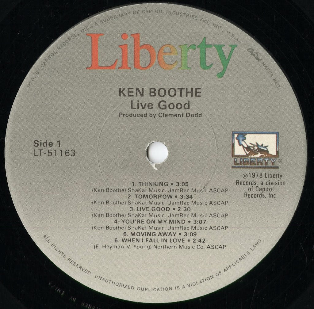 Ken Boothe - Live Good (LT-51163) 1985 US Liberty|中古LP