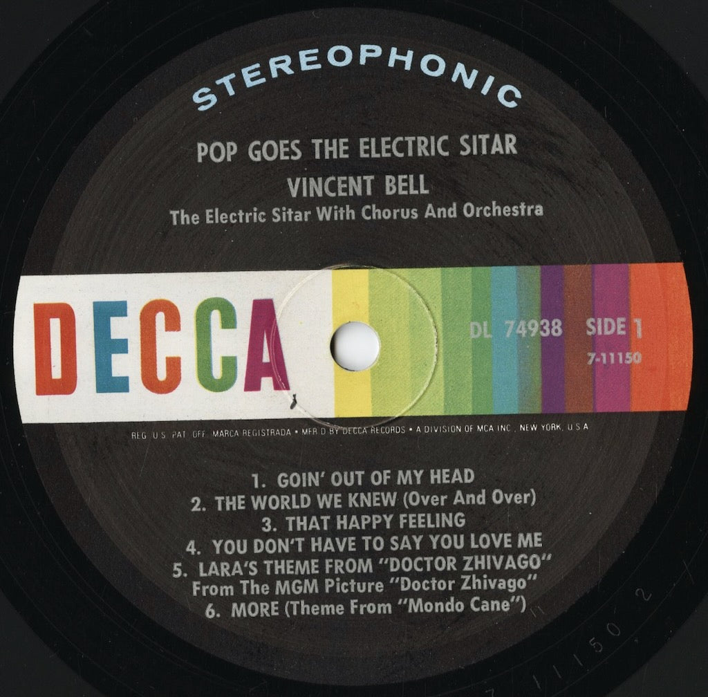 Vincent Bell With Orchestra – Pop Goes The Electric Sitar (DL 74938) LP 1967 US Decca|中古LP