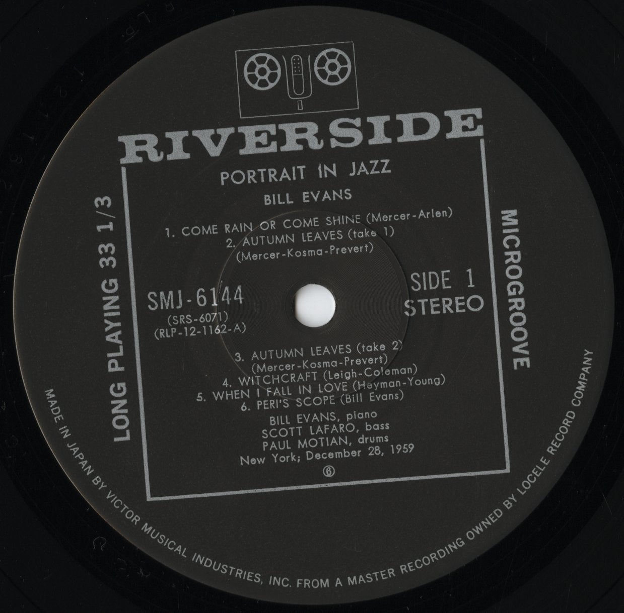 Bill Evans Trio - Portrait In Jazz (SMJ-6144) LP 1976 JPN Riverside / Victor|中古LP