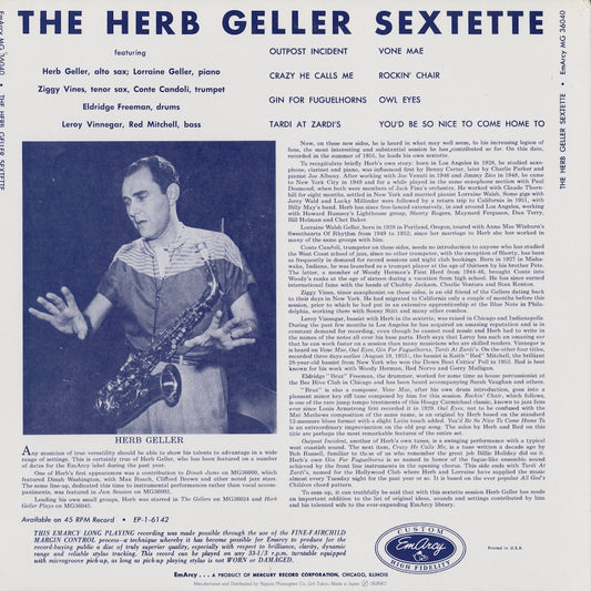 The Herb Geller Sextette - S.T. (SJ-19615) JPN EmArcy|中古LP