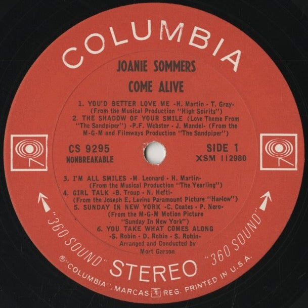 Joanie Sommers / ジョニー・ソマーズ / Come Alive! (CS 9295)
