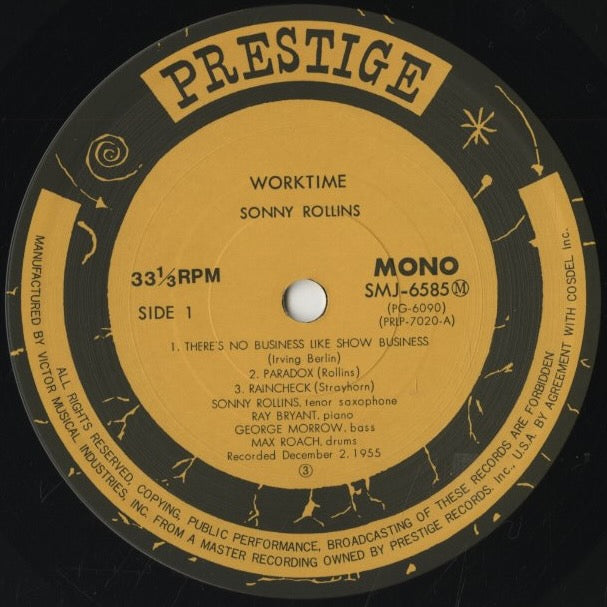 Sonny Rollins - Worktime (SMJ-6585M) LP 1978 JPN Prestige|中古LP