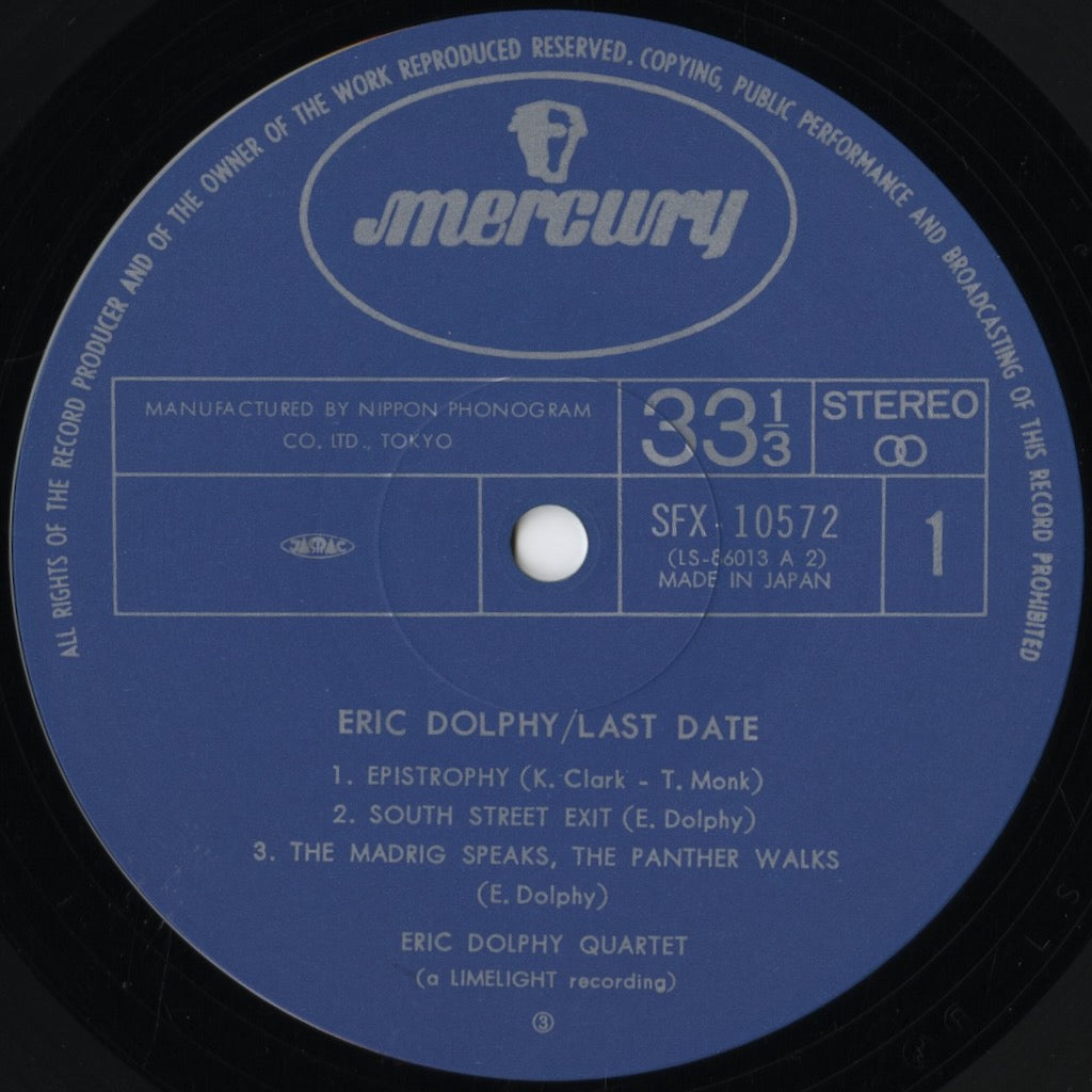 Eric Dolphy - Last Date (SFX-10572) 1978 JPN Mercury