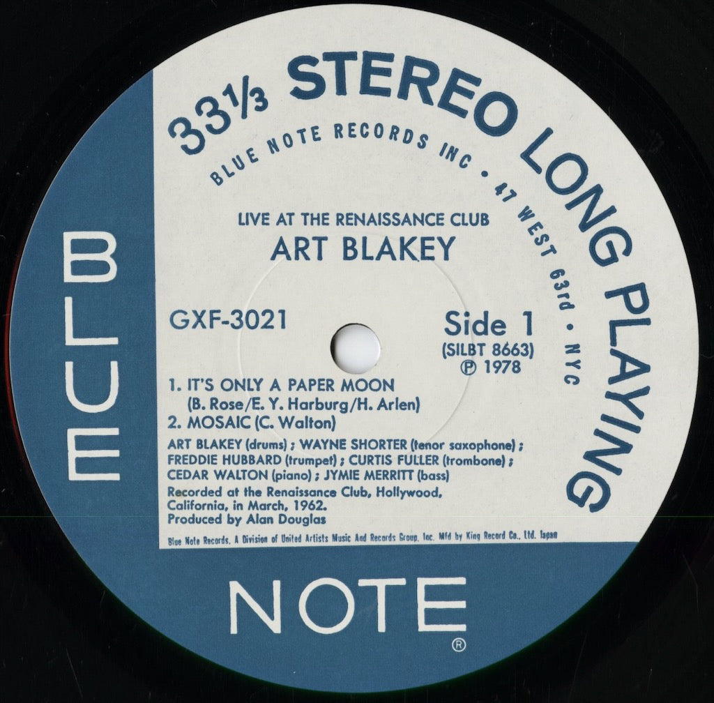 Art Blakey - Live At The Renaissance Club (GXF-3021) 1978 JPN Blue Note|中古LP