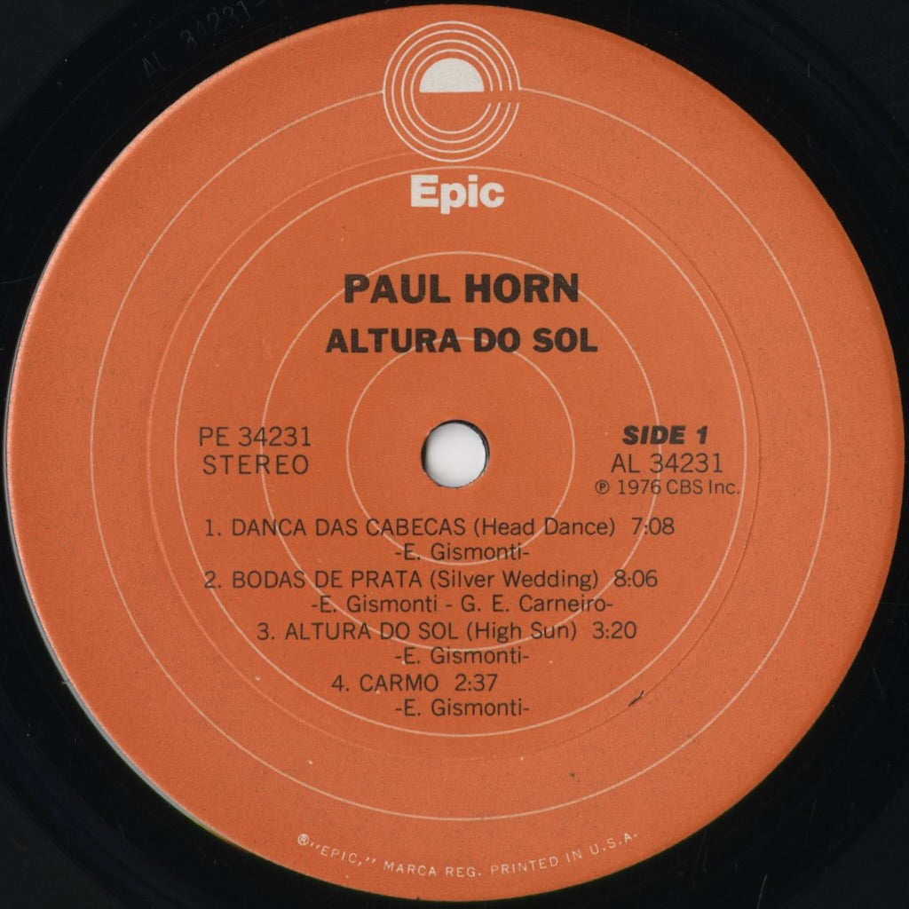 Paul Horn - Altura Do Sol (High Sun) (PE 34231) 1976 US Epic|中古LP