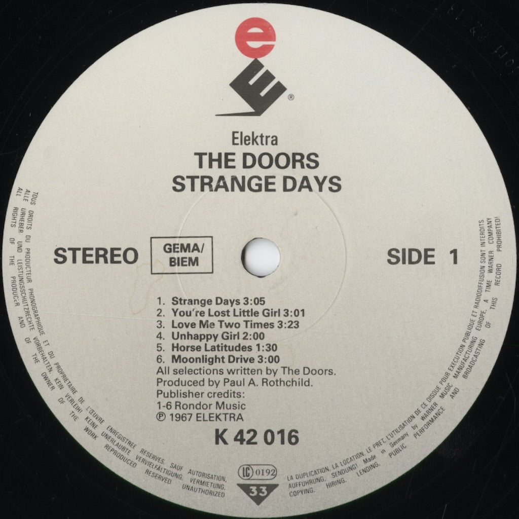 The Doors - Strange Days (K 42 016) 1991 GER Elektra|中古LP