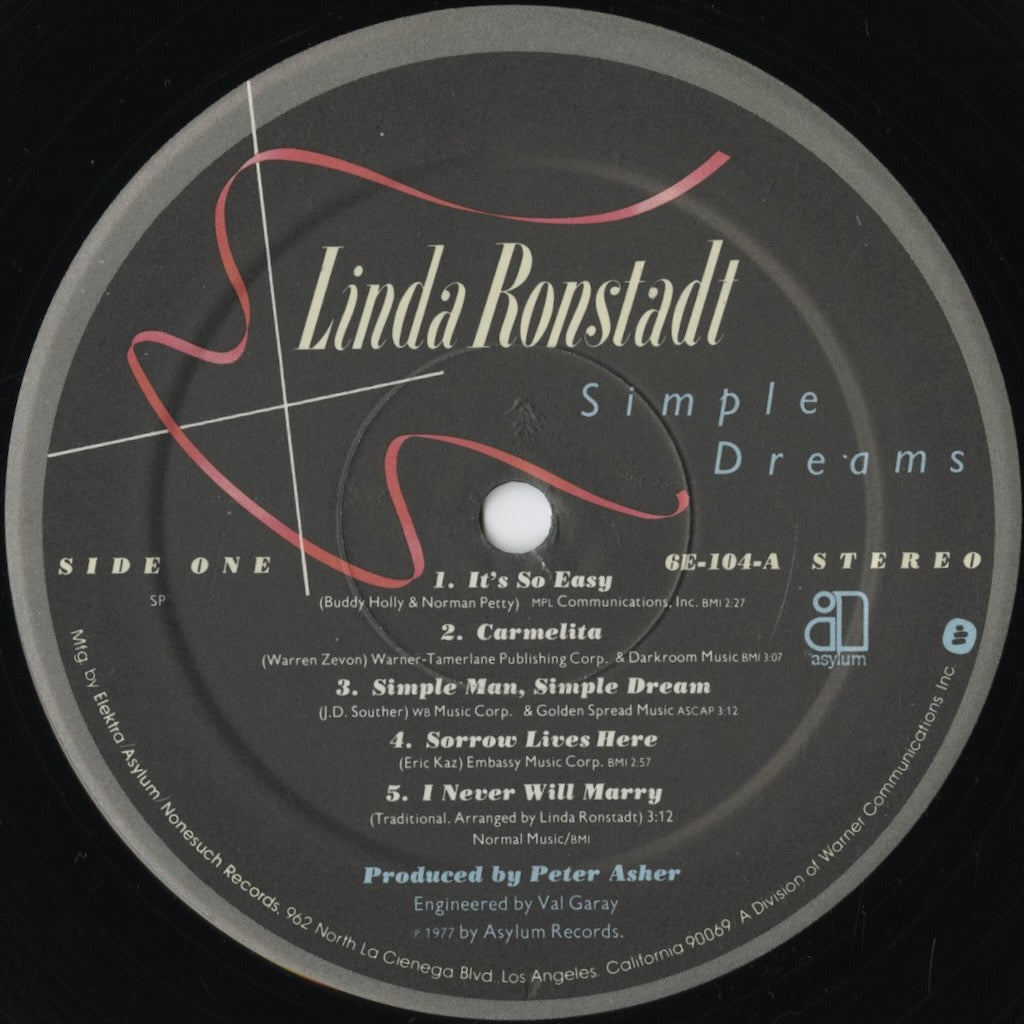 Linda Ronstadt - Simple Dreams (6E-104) 1977 US Asylum|中古LP