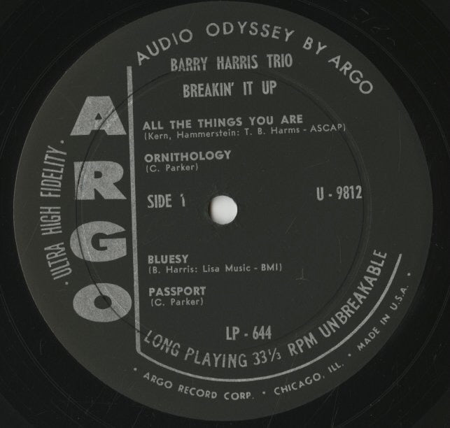 Barry Harris Trio / バリー・ハリス / Breakin' It Up (LP-644)