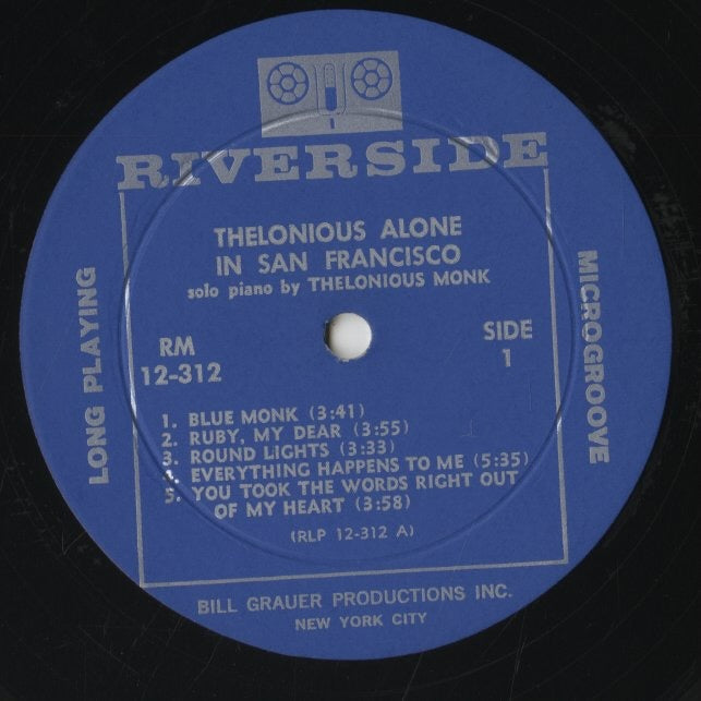 Thelonious Monk / セロニアス・モンク / Thelonious Alone In San Francisco (RM 12-312)