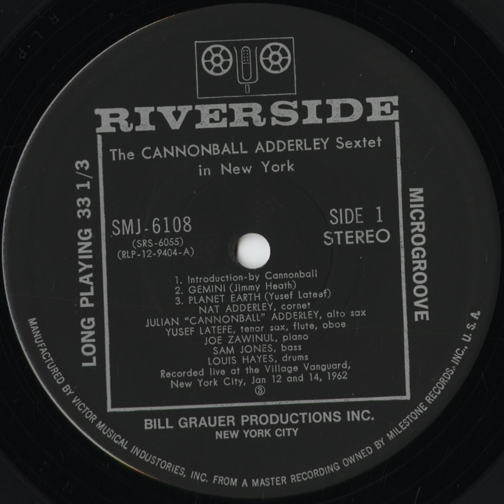 Cannonball Adderley - In New York (SMJ-6108) 1975 JPN Riverside - Victor|中古LP