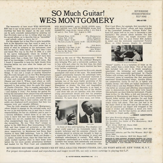 Wes Montgomery - So Much Guitar! (SMJ-6100) 1975 JPN Riverside|中古LP