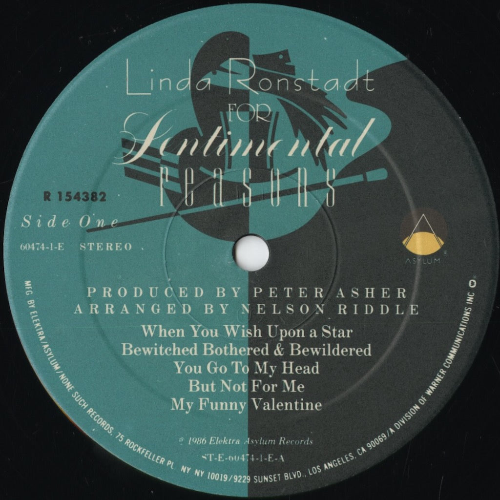 Linda Ronstadt - For Sentimental Reasons (60474-1-E) 1986 US Asylum|中古LP