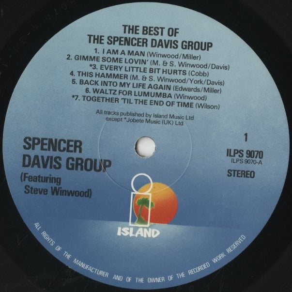 Spencer Davis Group / スペンサー・デイヴィス・グループ / The Best Of Spencer Davis Group (ILPS 9070)