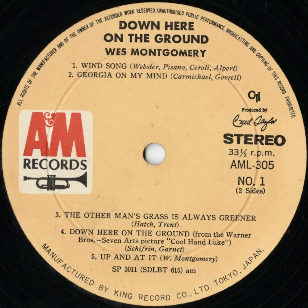 Wes Montgomery / ウェス・モンゴメリー / Down Here On The Ground (AML 305)