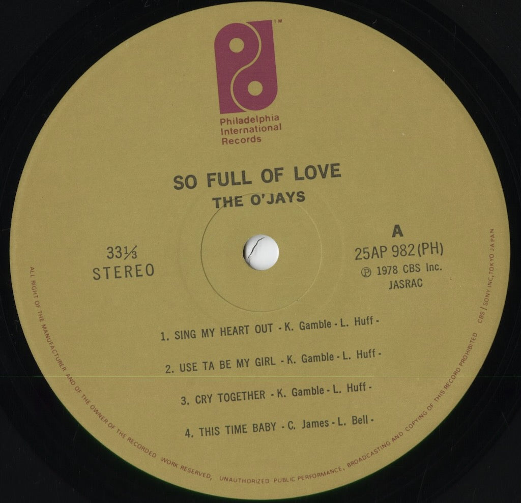 The O'Jays - So Full Of Love (25AP982) 1978 JPN P.I.R.|中古LP