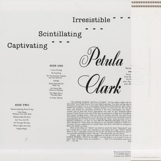 Petula Clark - In Other Words (NLP 5505) 1992 JPN Norma・Nixa|中古LP