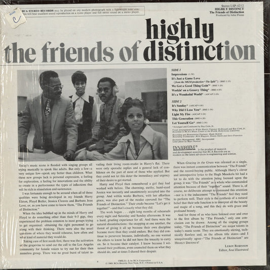 Friends Of Distinction - Highly Distinct (LSP-4212) 1969 US RCA Victor|中古LP