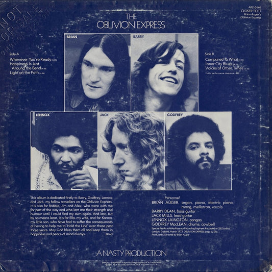 Brian Auger - Closer To It! (APL1-0140) 1973 US RCA Victor|中古LP