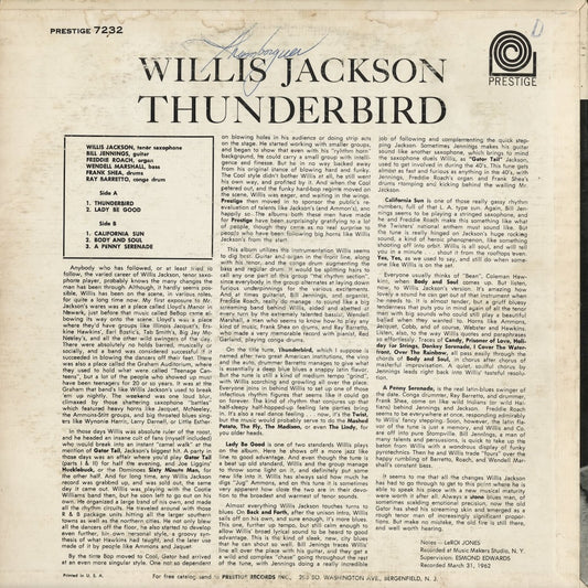 Willis Jackson - Thunderbird (PRLP 7232) 1962 US Prestige|中古LP