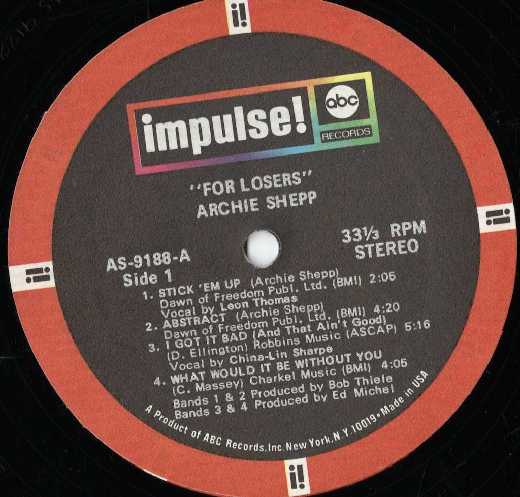 Archie Shepp - For Losers (AS-9188) 1970 US Impulse|中古LP