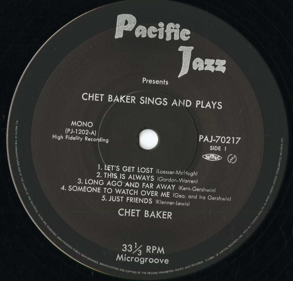 Chet Baker - Sings And Plays (PAJ-70217) 1985 JPN Pacific Jazz|中古LP