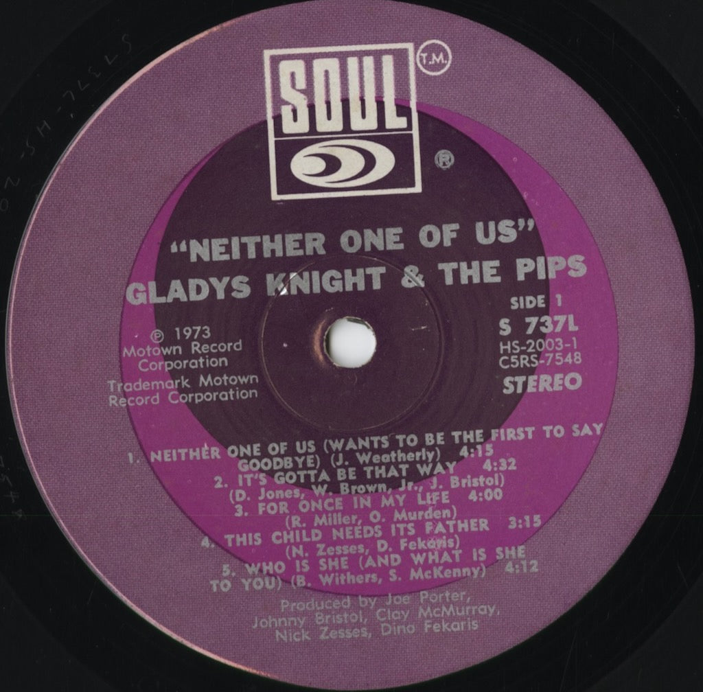 Gladys Knight & The Pips - Neither One Of Us (S-737L) 1973 US SOUL|中古LP