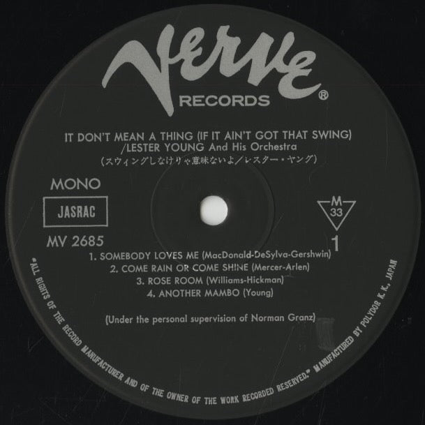 Lester Young / レスター・ヤング / It Don't Mean A Thing (If It Ain't Got That Swing) (MV 2685)