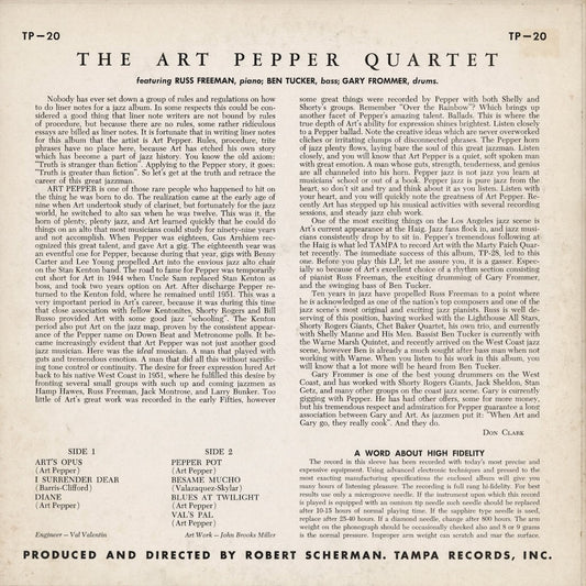 Art Pepper Quartet - Art Pepper Quartet (1957) (TP-20) 1958 US Tampa|中古LP