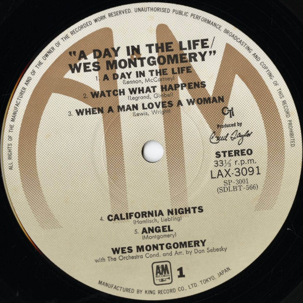 Wes Montgomery - A Day In The Life (LAX 3091) 1976 JPN A&M|中古LP