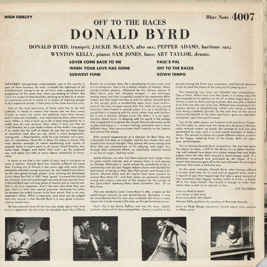 Donald Byrd / Off To The Races (BST 84007) 1972 US Blue Note|中古LP