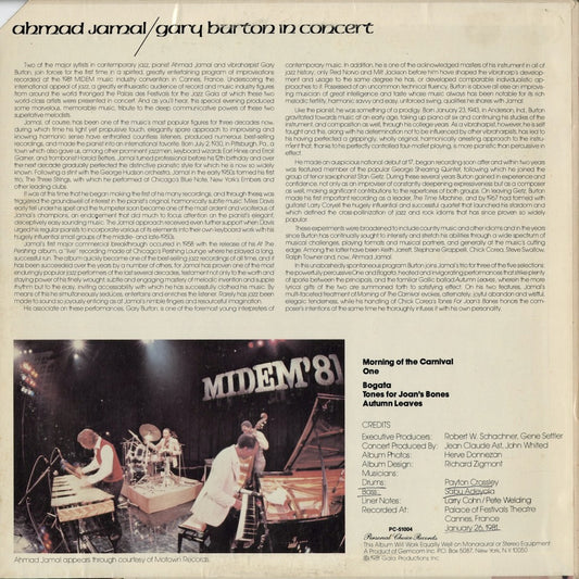 Ahmad Jamal, Gary Burton - In Concert (PC-51004) 1981 US Personal Choice|中古LP