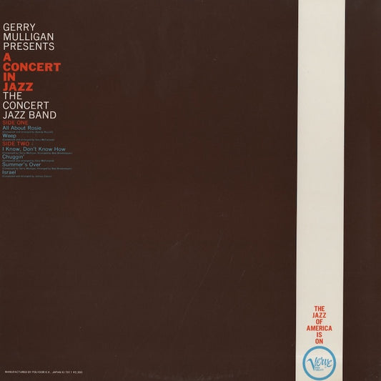 Gerry Mulligan - A Concert In Jazz (MV 2652) LP 1979 JPN Verve|中古LP