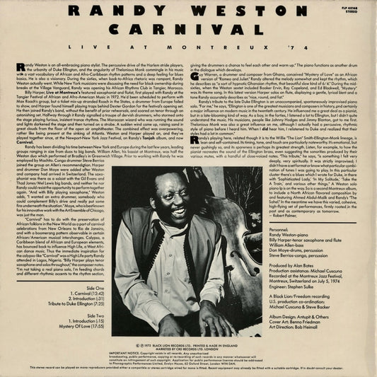 Randy Weston - Carnival Live at Montreaux '74 (FLP 40148) 1975 UK Freedom|中古LP back