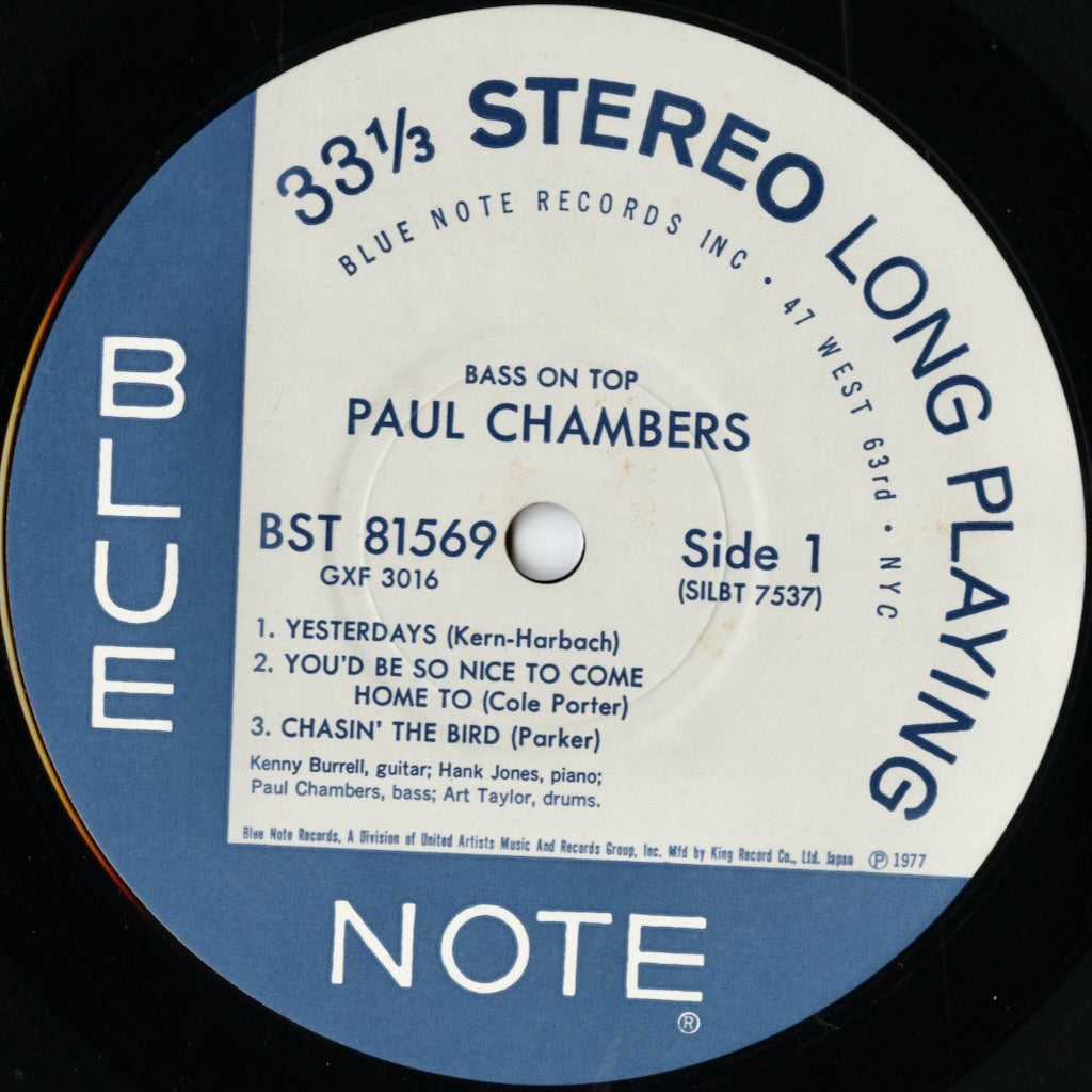 Paul Chambers - Bass On Top (GXF 3016) 1977 JPN Blue Note|中古LP