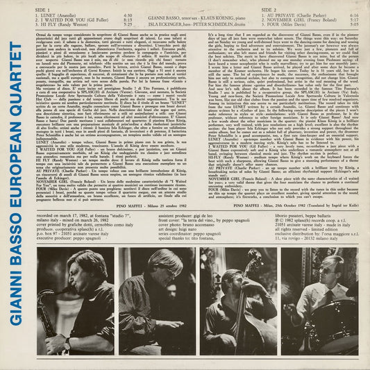 Gianni Basso Quartet - Lunet (LP H 101.1) LP 1982 ITA Splasc(h)|中古LP