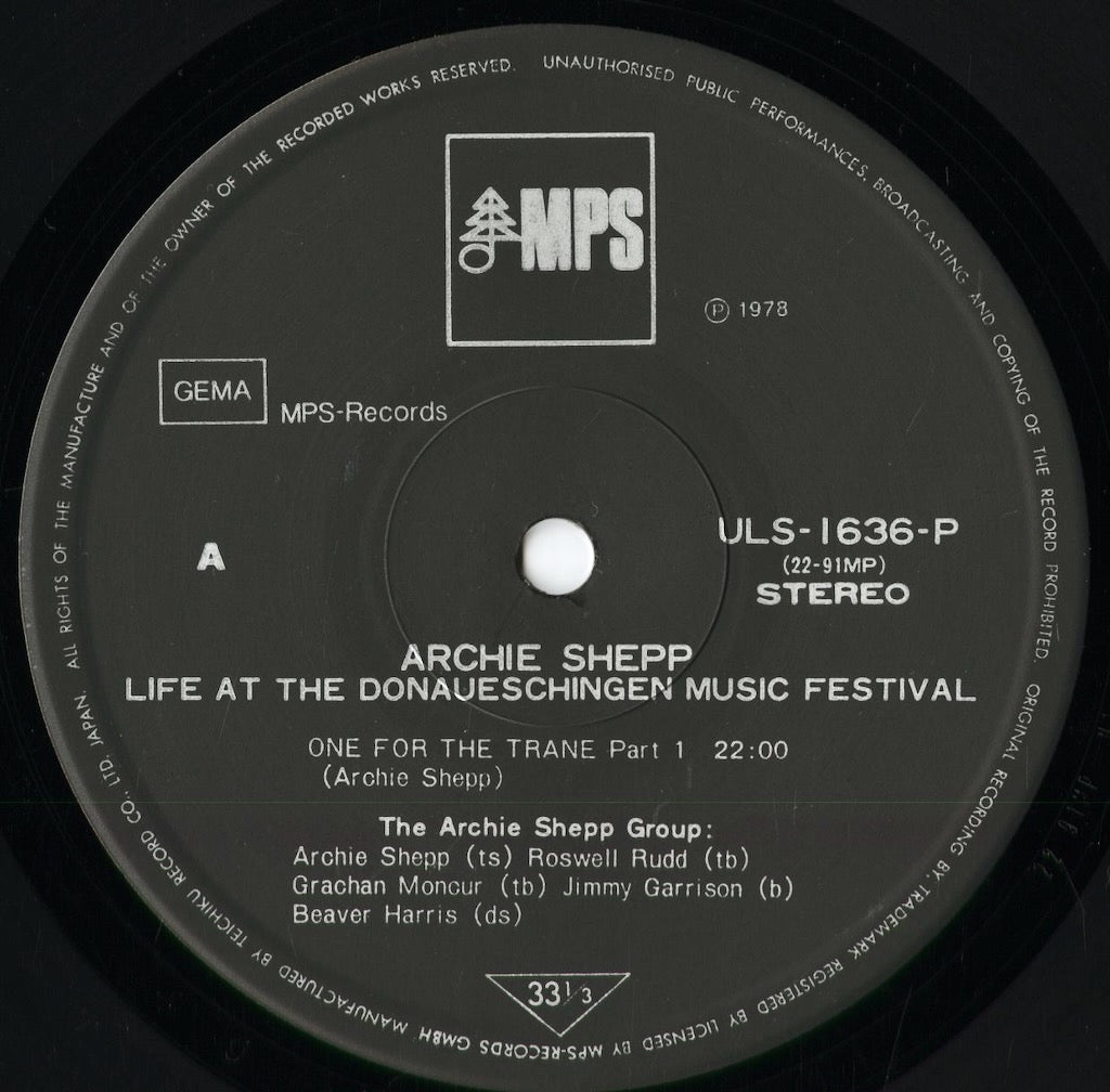 Archie Shepp - Life At The Donaueschingen Music Festival (ULS-1636-P) 1978 JPN MPS|中古LP