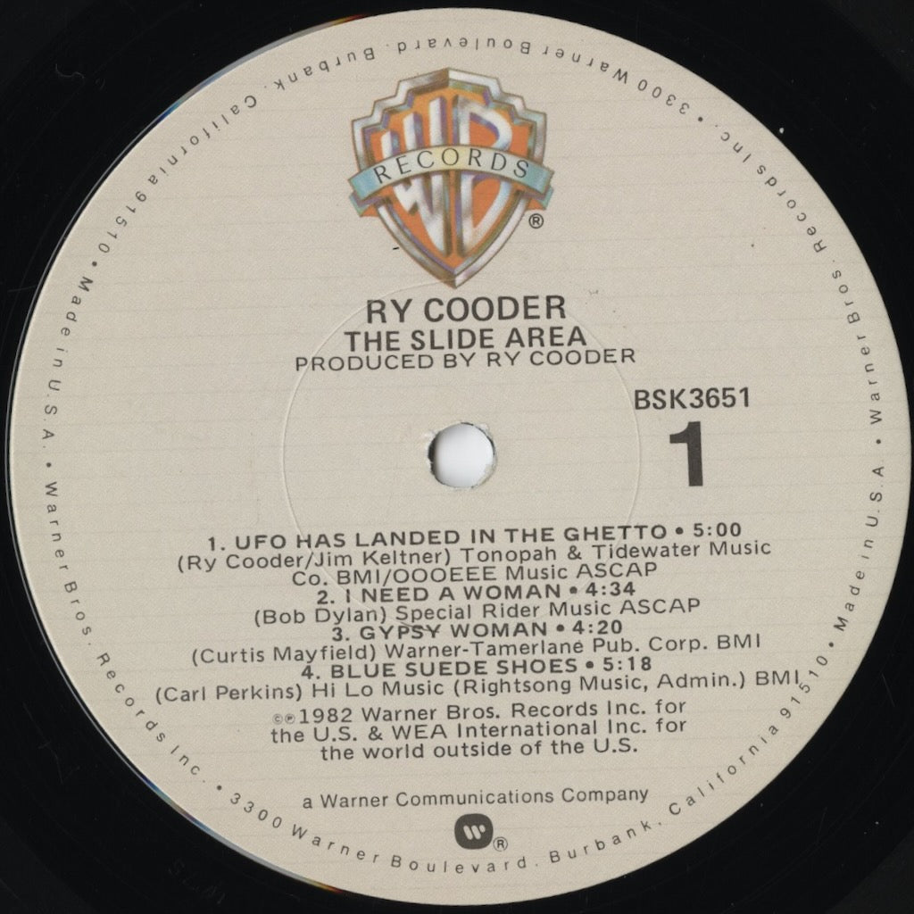 Ry Cooder - The Slide Area (BSK 3651) LP 1982 US Warner Bros.