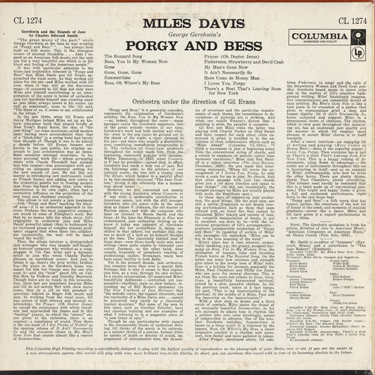 Miles Davis - Porgy And Bess (CL 1274) 1959 US Columbia MONO|中古LP