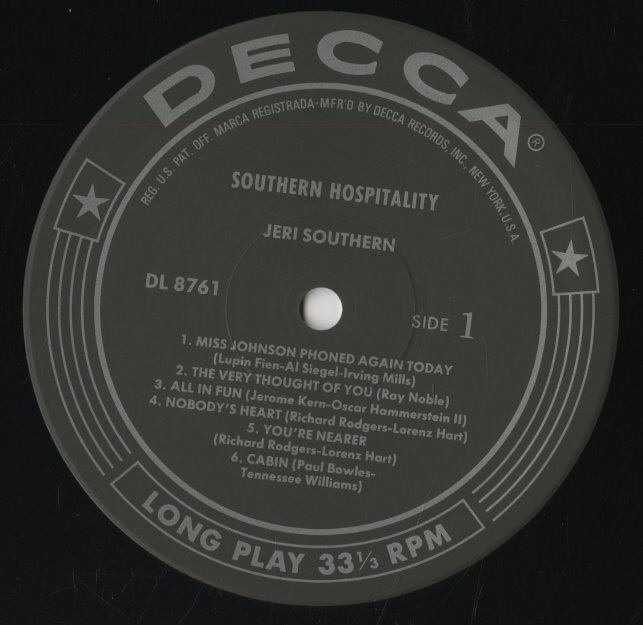 Jeri Southern / ジェリ・サザーン / Southern Hospitality (MVJJ-30054)