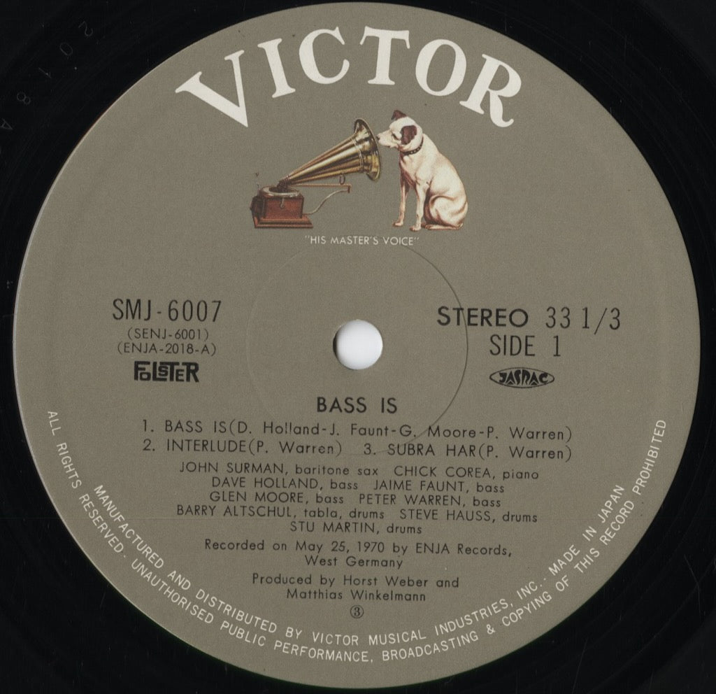 Peter Warren - Bass Is (SMJ-6007) 1973 JPN Enja|中古LP